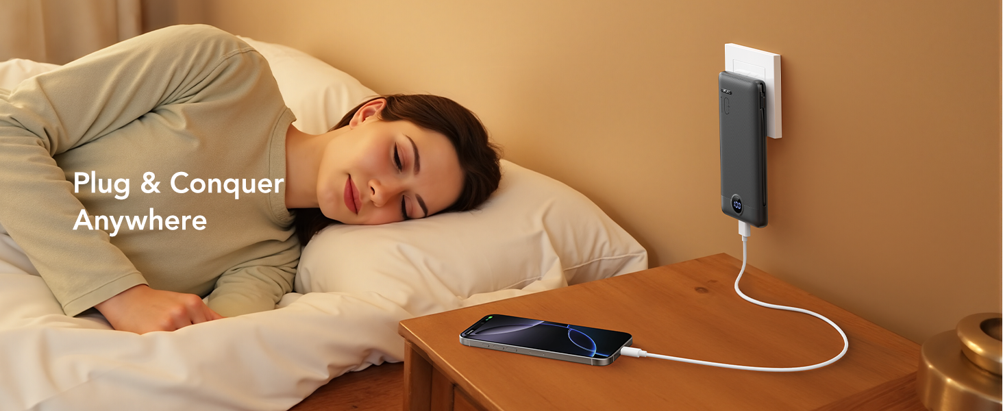 portable charger with cords attached