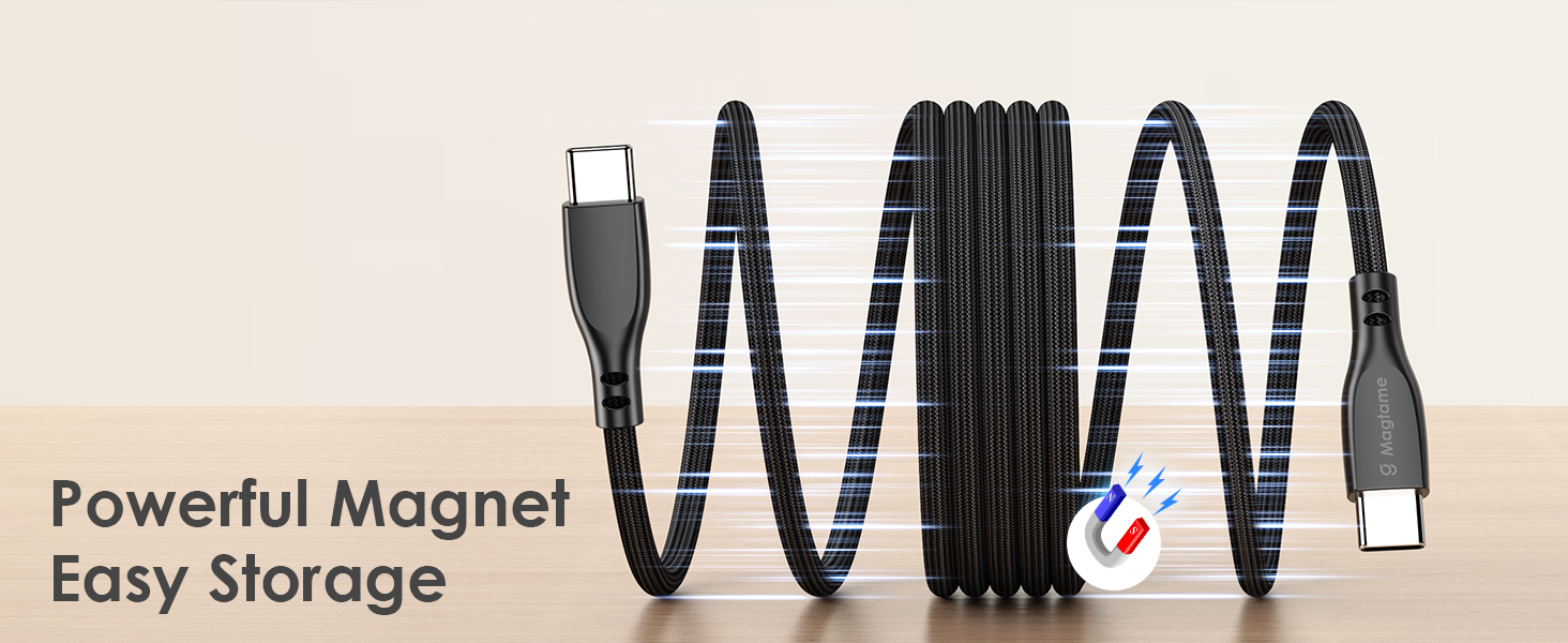 retractable usb c cable magnetic wrapping