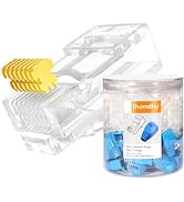 Therathy Cat 6 Pass Through RJ45 Connectors, Supports 24 to 26 AWG RJ45 Crimp Ends UTP Network Pl...