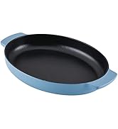 KitchenAid Enameled Cast Iron Au Gratin Oval Roasting Pan, 2.5 Quart, Blue Velvet