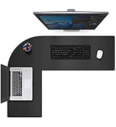 CENNBIE Dual Sided L Shaped Desk Pad,??43.31x51.18x15.75 inches Corner Leather Desk Pad,l Shaped ...