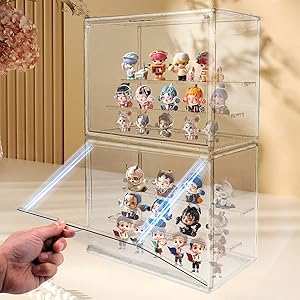Clear Acrylic Display Cases 3 Tiers Display Boxes for Figures Stackable Detachable Display Stand