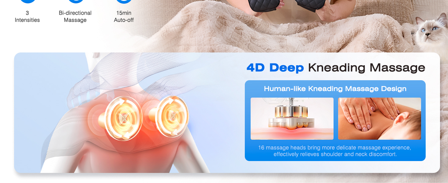 neck and shoulder massager with heat shiatsu neck and back massager shoulder massager