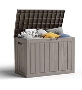 Deck Box 45 Gallon Outdoor Storage Box with Lockable for Patio Cushions, Outdoor Toys, Gardening ...
