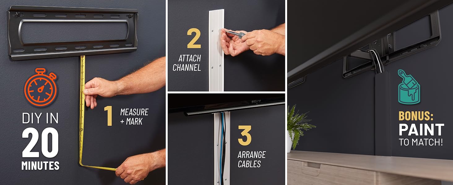 diy install cable management kit conceal concealer cables cord cords tv mount 