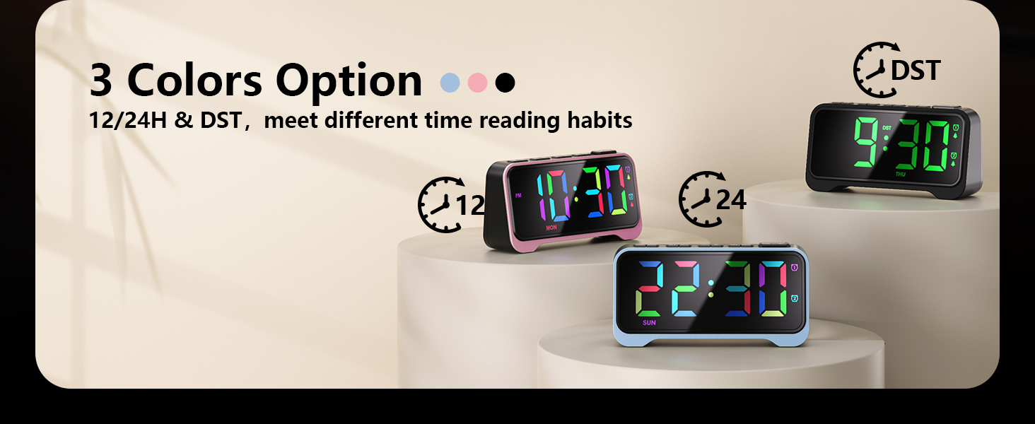 3 color of the alarm clock