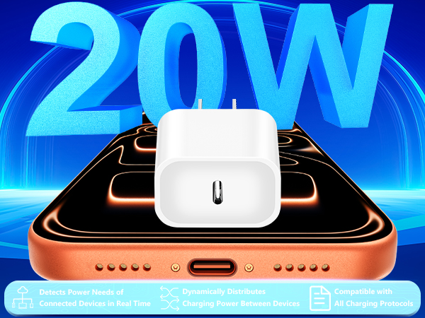 MFi Certified 2Pack 20W Dynamic Power Adapter USB C Fast Charger Type C Wall Charger fot iPhone 17