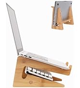 MOYUART Laptop Stand, Wooden Vertical Laptop Stand for Desk, Bamboo Laptop Stand Compatible with ...