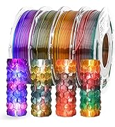 AMOLEN 3D Printer Filament Bundle, PLA Filament 1.75mm Transparent Multicolor, with Light Transmi...