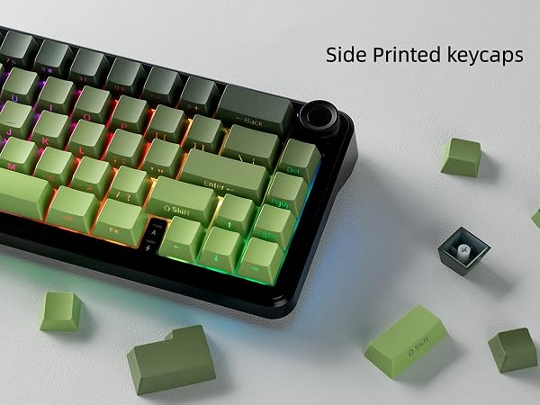 Matcha green Double Shot PBT Keycap Set, Shine Through Keyboard keycaps,Side Printed Custom Key caps