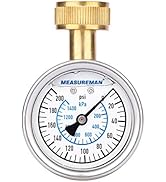 MEASUREMAN 2-1/2" Glycerin Filled Stainless Steel Water Pressure Test Gauge, 3/4" Female Hose Thr...