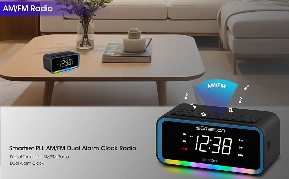 SMARTSET AM/FM DUAL ALARM CLOCK RADIO WITH 0.9” WHITE LED DISPLAY CKS1401