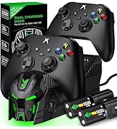 Rechargeable Xbox One Controller Charger Station with 2X 5520mWh Battery Pack Accessories Storage...