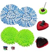 2 Microfiber Mop Head and 2 Chenille Pads,1 Scrub Brush 1 Spin Base for O Cedar RinseClean 2 Tank...