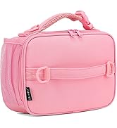 FlowFly Kids Lunch Bag, Durable Insulated School Lunch Box with Shoulder Strap and Bottle Holder,...