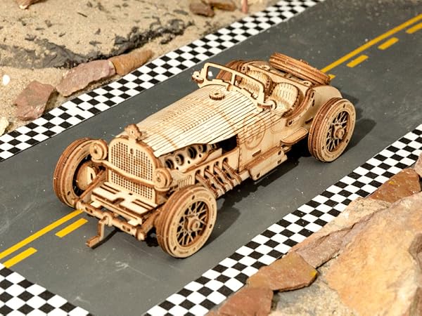 ROKR 3D Wooden Puzzle Model Car Kits to Build for Adults, 1:15 Scale Vintage Car Model Building Kit ...