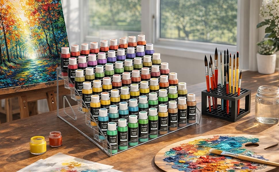 Fits most standard-sized paints of major brands, perfect for organizing your art supplies.