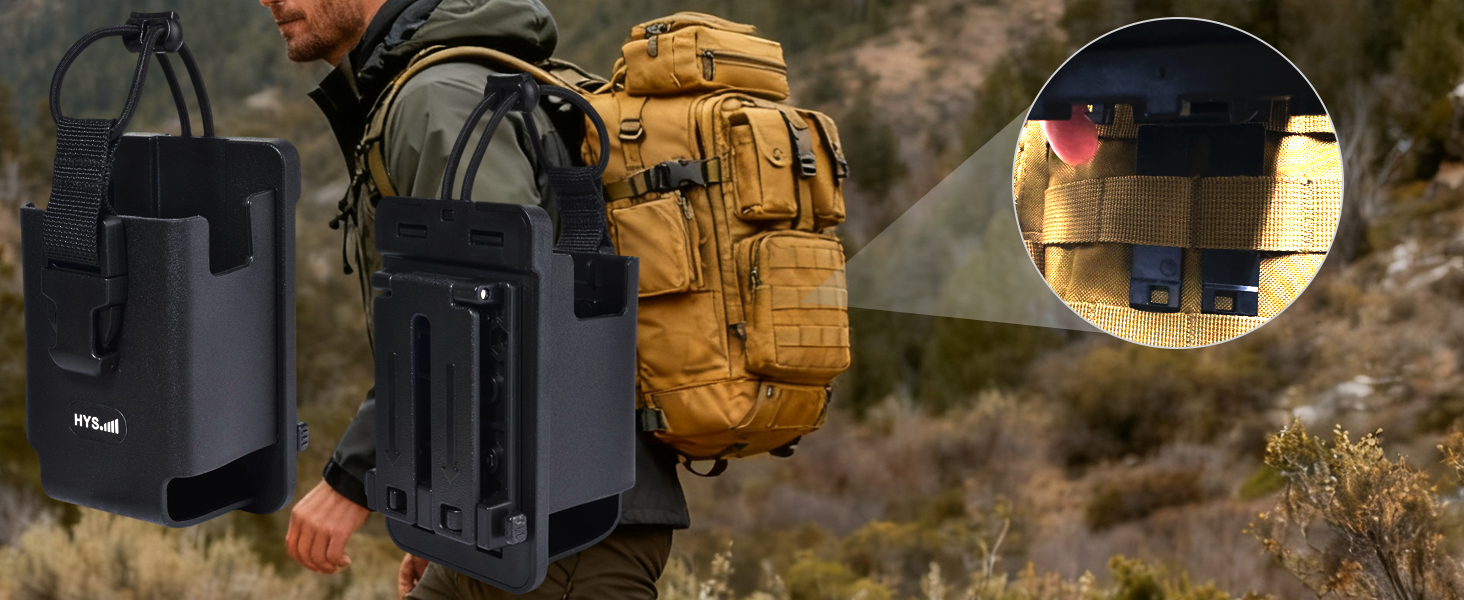 HYS Tactical MOLLE Holder for Belt, Vest, or Pack, Walkie Talkie Holder with Belt Clip Mount Base