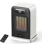 FLANUR Space Heaters for Indoor Use, 1500W Small Desk Heater 2 in 1 with Remote, Thermostat, LED ...