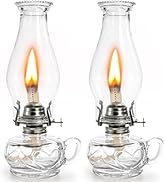 ZAVOOS 2 Pieces Chamber Oil Lamp, 12 Inch Clear Vintage Glass Kerosene Lantern for Indoor Use, Cl...