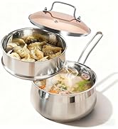 Boryenty Stainless Steel Saucepan with Steamer Basket, 2.5 QT Cooking Pot All Stove Compatible - ...