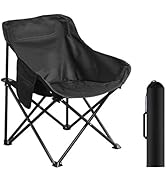 Ovyuzhen Portable Camping Chair, Enlarged Folding Chair with Carry Bag and Side Pockets Lightweig...