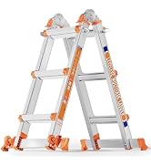 LEVELEVE Multi Position 3 Step Ladder, 14FT Extension Ladder with Stabilizer Bar &amp; Wheels,330 lbs...