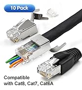 XANHAM 10 Pack Cat7 Cat6A Pass Through Shielded RJ45 Connector Modular Network 50µ Gold-Plated Pl...