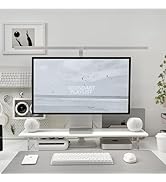 ROCDEER Bamboo Monitor Stand Riser with Acrylic Legs for Desk, 31.5 Inches Desktop Shelf Supports...