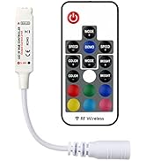 RGBZONE DC 5V-24V 3x4A RGB LED Controller with 17-Key RF Wireless Remote Control Dimmer for 5050 ...