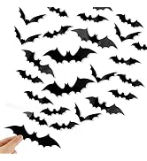 DIYASY Bats Wall Decor,120 Pcs 3D Bat Halloween Decoration Stickers for Home Decor 4 Size Waterpr...