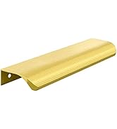 10 Pack goldenwarm Modern Style Finger Pulls 5 inch Gold Handles for Cabinets Dresser Pulls Finge...