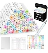 Taotree Alcohol Brush Markers Art Supplies, 61 Pastel Colors Dual Tip Art Coloring Markers Pens, ...