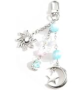 SHTALHST Sun and Moon Keychain with Stars Beads Celestial Keycharm for Women Dreamy Keyring for B...