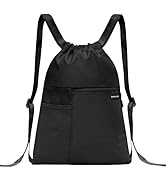 BAVELOE Drawstring Backpack with Mesh Pocket Water Resistant String Beach Swim Sports Gym for Wom...