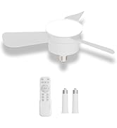 INFOTOP Socket Fan Light, Ceiling Fans with Lights and Remote Control, Powerful Airflow,17 inch E...