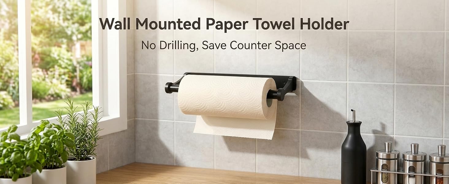 no drilling paper towel holder self adhesive paper towel rack stick on wall