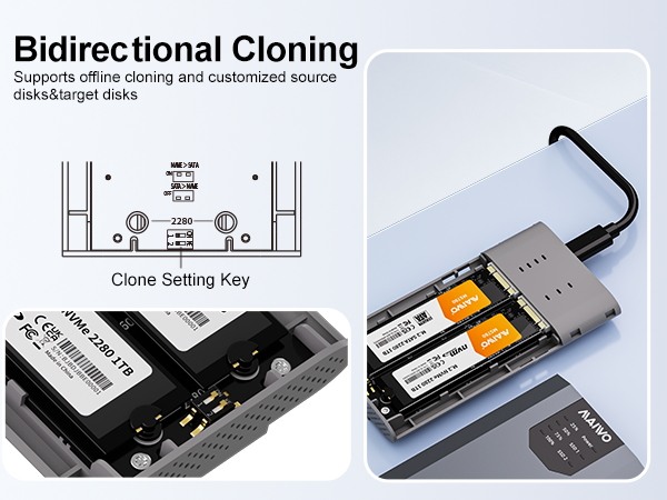 M.2 SSD Enclosure Cloner for NVMe &amp; SATA