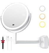 Auxmir No Drilling Wall Mounted Lighted Makeup Mirror, 7" 1X/30X Double Sided Magnifying Mirror w...