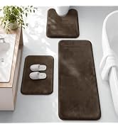 HUXMEYSON Bathroom Rugs Sets 3 Piece, Ultra Soft Velvet Memory Foam Bath Rugs, Non-Slip &amp; PVC Bac...