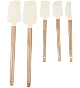 Ptanexx Wooden Handle Silicone Spatula Set 5 Piece, Batter Mixing Spatula, Spatula for Cooking, J...