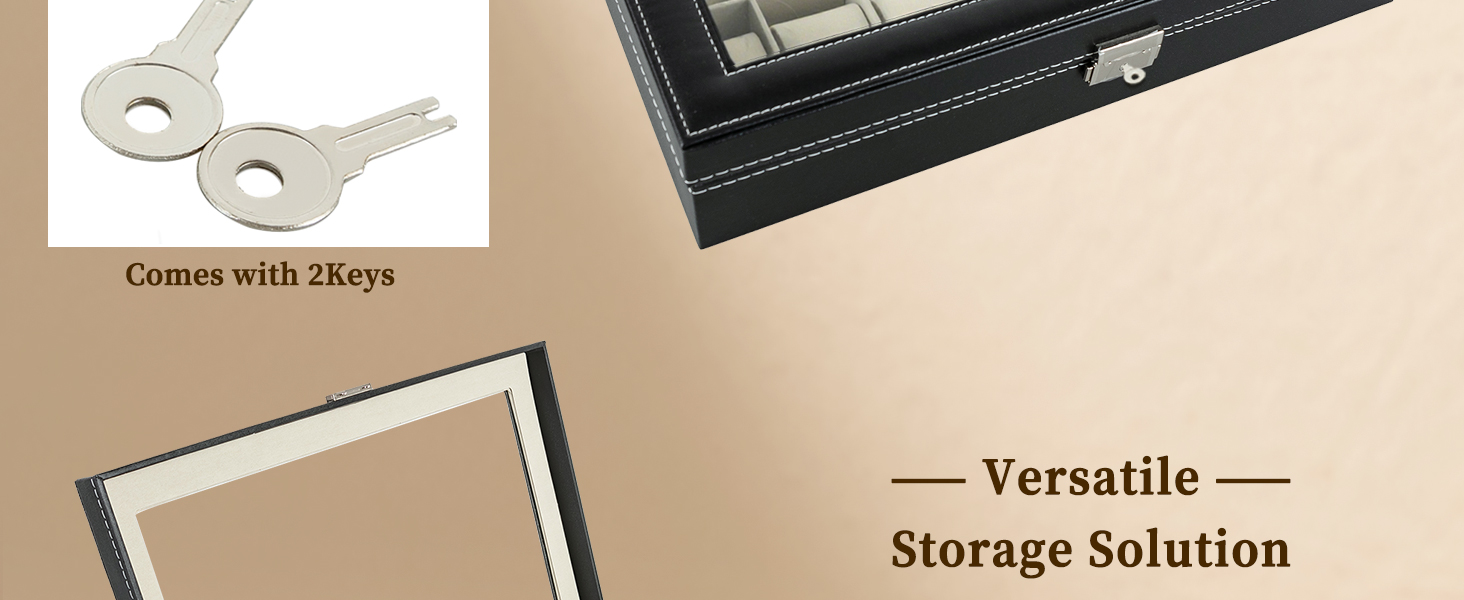 24 Slot Watch Case Waterproof Dustproof Lockable Watch Box Organizer