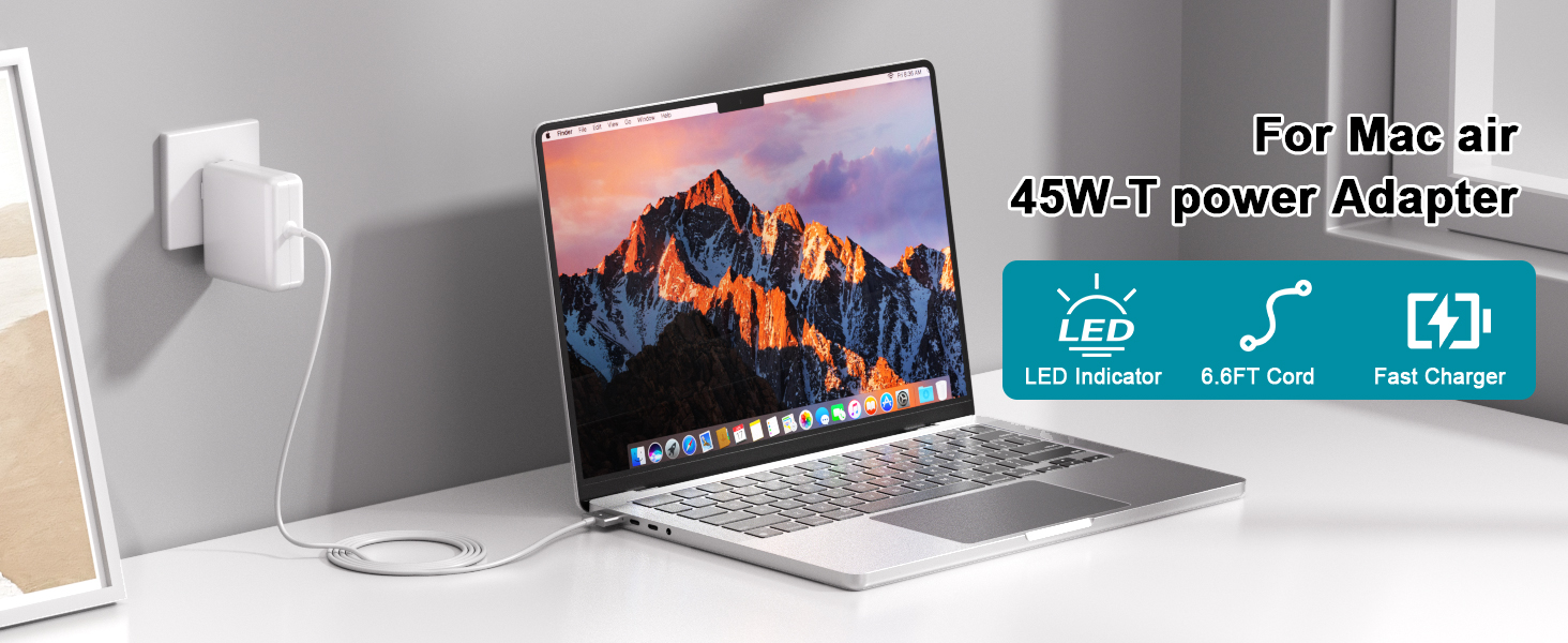 45W Charger for MacBook Pro, 45W Magnetic2 T-Tip Power Adapter Charger Replacement for Mac Pro/air