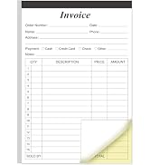 Invoice Receipt Book with Cardboard 2-Part Carbonless, 5.5" x 8.5" Order Forms, 50 Sheets Carbonl...