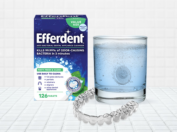 Efferdent Minty Fresh &amp; Clean tablets clean while giving them a minty fresh flavor