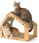 ZOMISIA 20'' Cardboard Cat Scratcher House - Large Cat Scratching Board with Balls, Cat Lounger a...