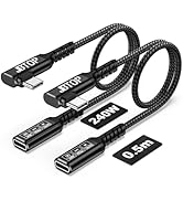 JBTOP USB C Right Angle Extension Cable 1.5FT, [40Gbps/240W/8K 2 Pack] USB 4.0 Type C Male to Fem...
