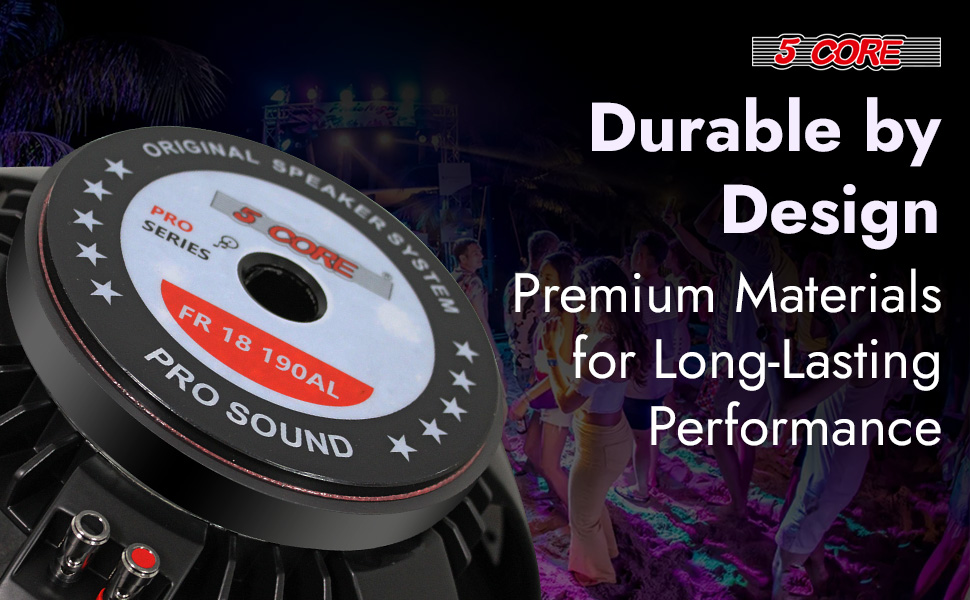 5 CORE 18 Inch Subwoofer Speaker 1Pc 1200W PMPO Raw Full Range Speaker 600W RMS
