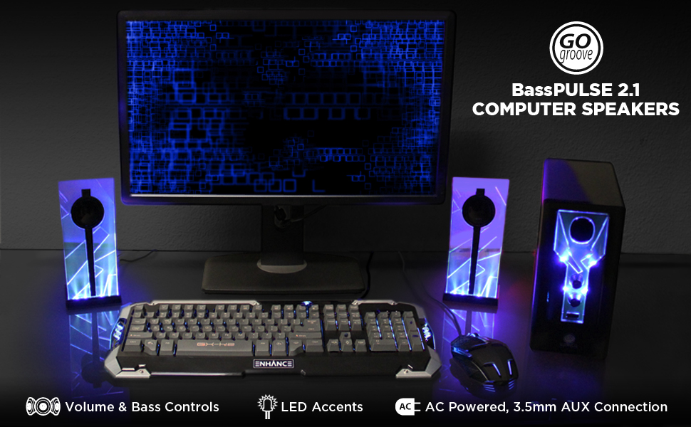 blue computer speakers gaming led pc laptop desktop