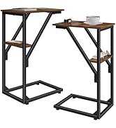 NEFROM C-Shaped End Tables, TV Trays Set of 2, Small Side Table for Couch, Sofa Table for Living ...